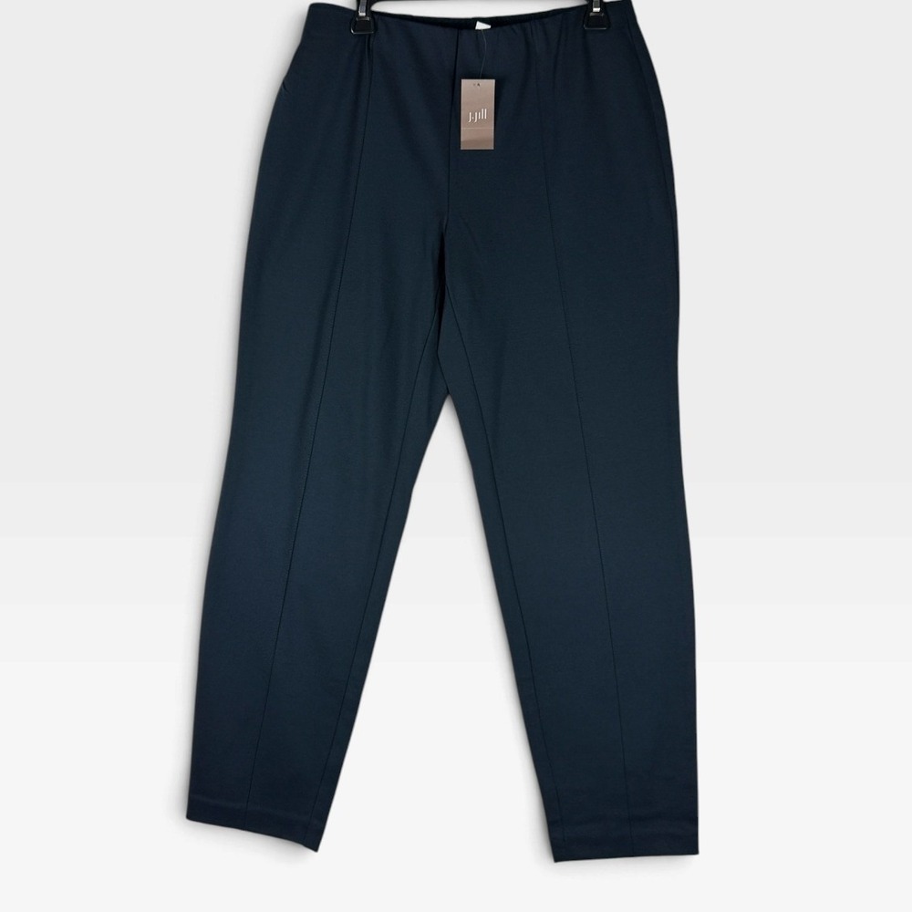 J. Jill Ponte Slim Leg Pants Womens Medium Deep Blue Front Seam Elastic New